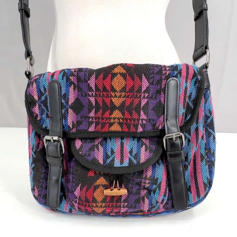 Southwestern Crossbody Messenger Bag Multicolor Ombre Geometric Coastal Cowgirl